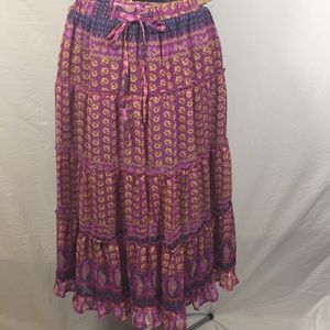 Pink Angel Skirt Women Size 14 Pink & Blue NWT Elastic Waist Tiered Full Lining